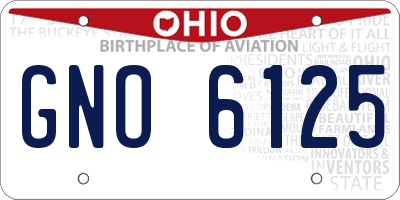 OH license plate GNO6125