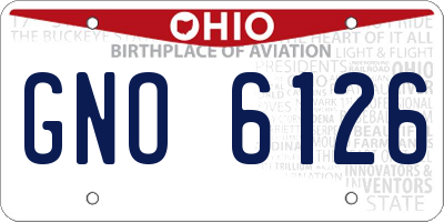 OH license plate GNO6126