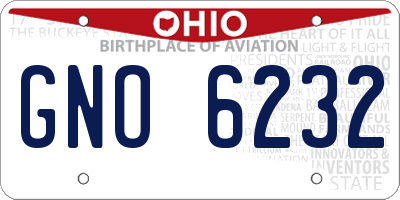 OH license plate GNO6232