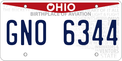 OH license plate GNO6344