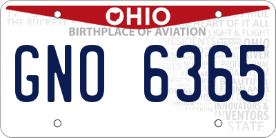 OH license plate GNO6365