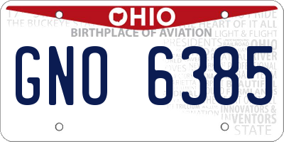 OH license plate GNO6385