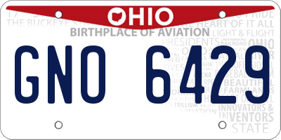OH license plate GNO6429