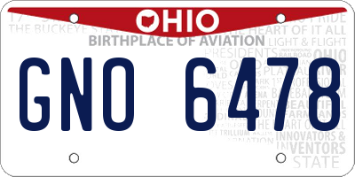 OH license plate GNO6478