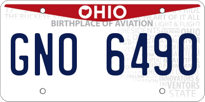 OH license plate GNO6490