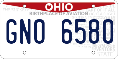 OH license plate GNO6580