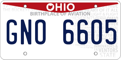 OH license plate GNO6605