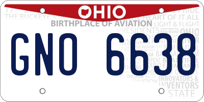 OH license plate GNO6638