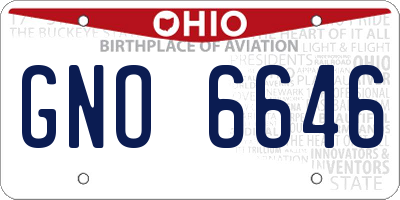 OH license plate GNO6646