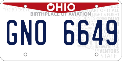 OH license plate GNO6649