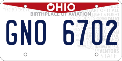 OH license plate GNO6702