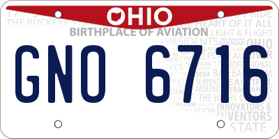 OH license plate GNO6716