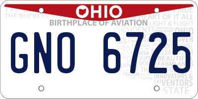 OH license plate GNO6725