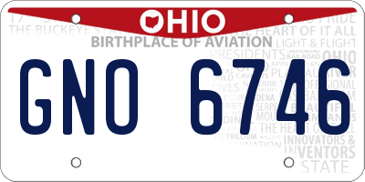 OH license plate GNO6746