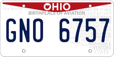 OH license plate GNO6757