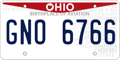 OH license plate GNO6766