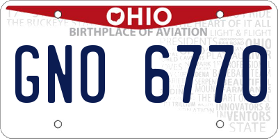 OH license plate GNO6770