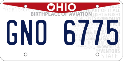 OH license plate GNO6775