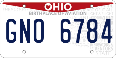 OH license plate GNO6784