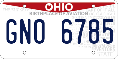 OH license plate GNO6785