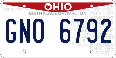 OH license plate GNO6792