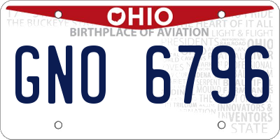 OH license plate GNO6796