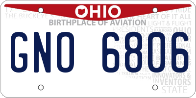 OH license plate GNO6806