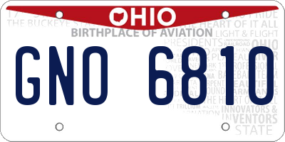 OH license plate GNO6810