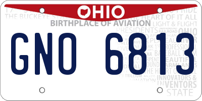 OH license plate GNO6813