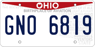 OH license plate GNO6819
