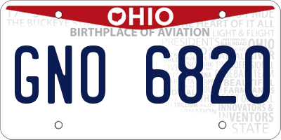 OH license plate GNO6820