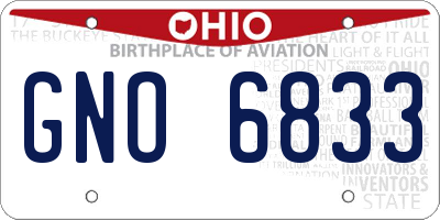 OH license plate GNO6833