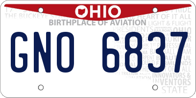 OH license plate GNO6837