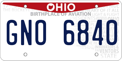 OH license plate GNO6840