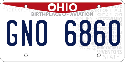 OH license plate GNO6860