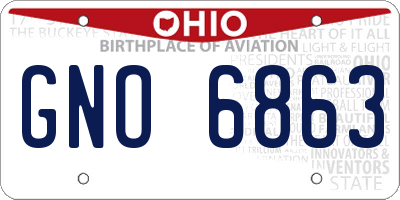 OH license plate GNO6863