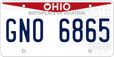 OH license plate GNO6865