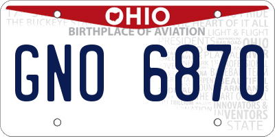 OH license plate GNO6870