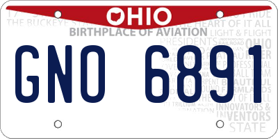 OH license plate GNO6891