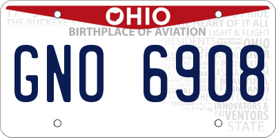 OH license plate GNO6908