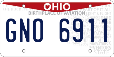 OH license plate GNO6911