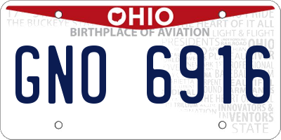 OH license plate GNO6916