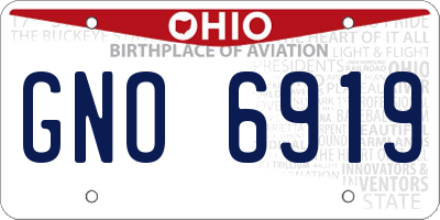 OH license plate GNO6919