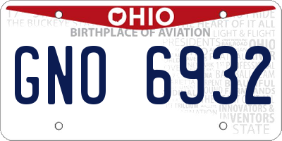 OH license plate GNO6932