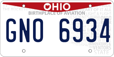 OH license plate GNO6934