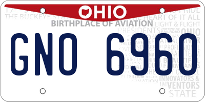 OH license plate GNO6960