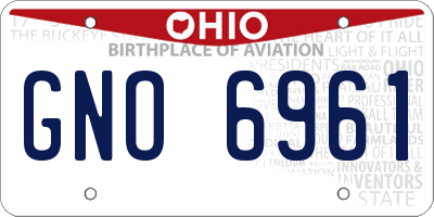 OH license plate GNO6961