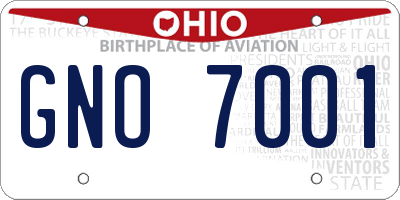 OH license plate GNO7001