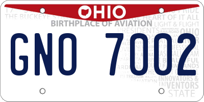 OH license plate GNO7002