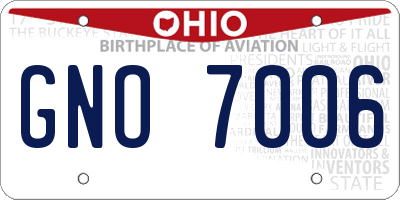 OH license plate GNO7006